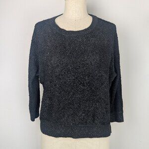 Liz Claiborne Black/Silver Sweater Grunge Fashion Distressed Style Goth Pullover